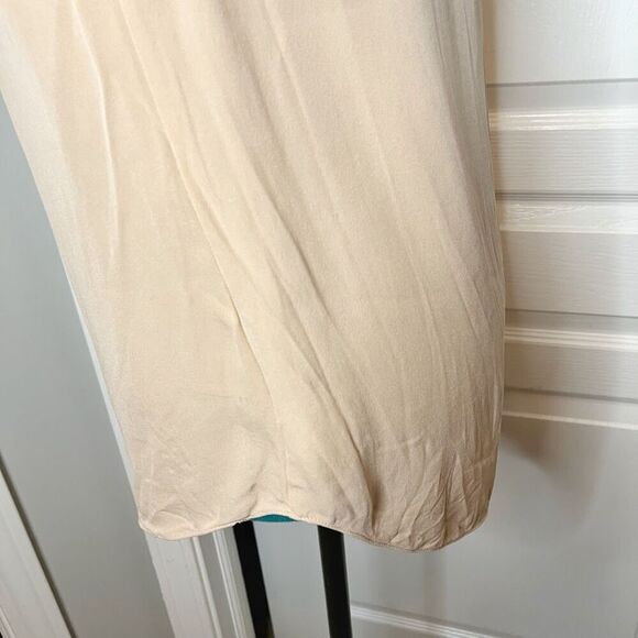 Theory Alamay Silk Sheer Unlined Sleeveless Gathered Tie Neck Keyhole Blouse - Picture 10 of 12